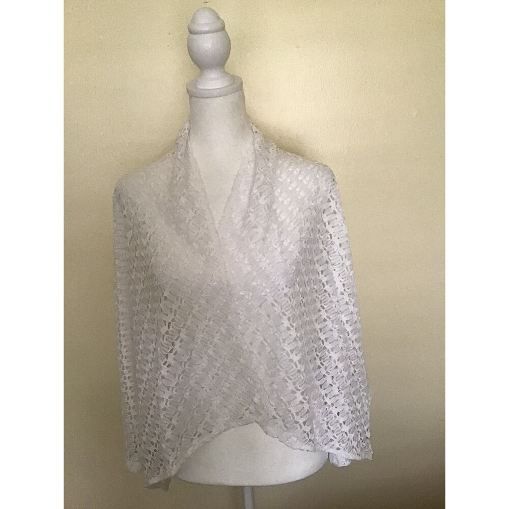 Women's White Cardigan Style Open Jacket Lacey‎ White Covering by Hearts of Palm - Picture 2 of 11